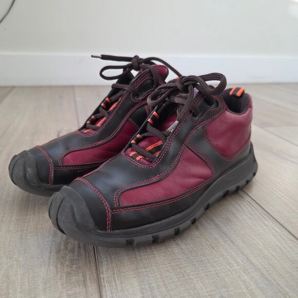 Portland Leather Goods Ankle Boots Burgundy Black Chunky Lug Sole Women Sz 36 EU - Picture 6 of 11